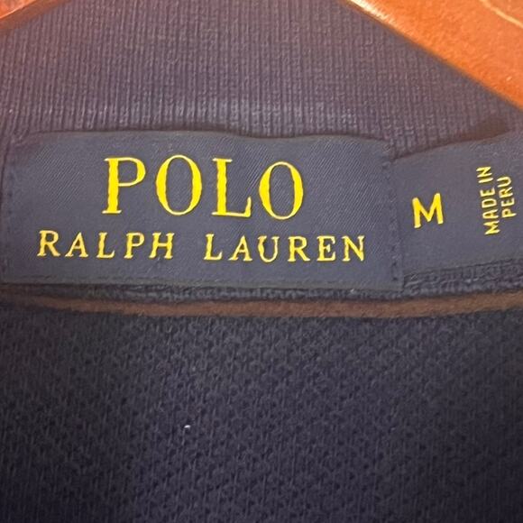 Polo Ralph Lauren 1/4 Zip Sweater Mens Medium Blue Classic Flesh Pony Preppy - Picture 6 of 10
